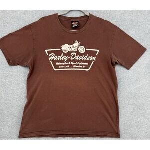 Harley-Davidson Boston MA Brown Graphic T-Shirt Men's Large Short Sleeve Motorcy